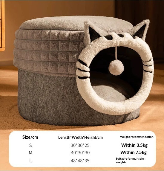 Enclosed Bed All-Season Winter Cat Bed